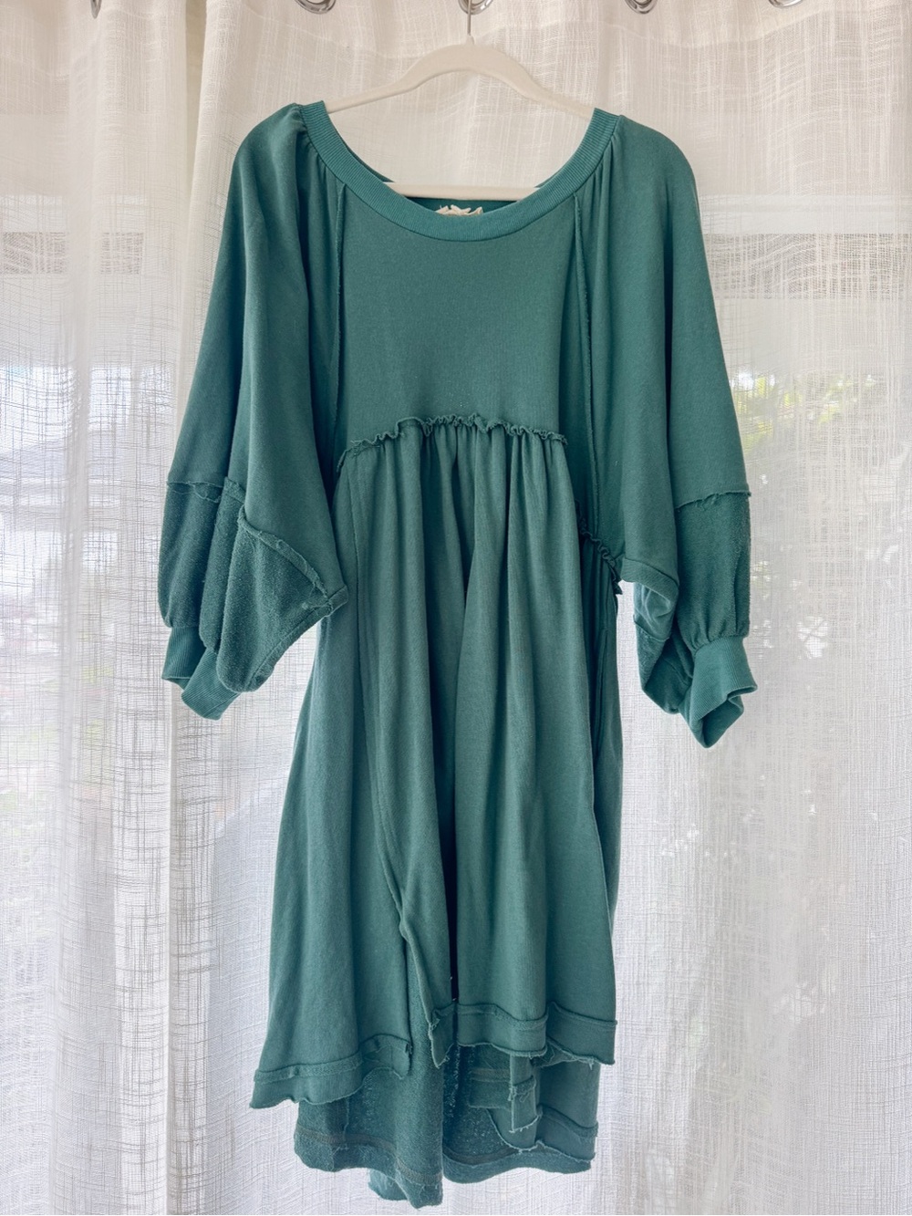 Listicle Teal Green Puff-Sleeve Dress